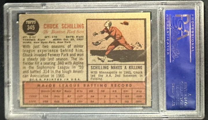 1962 Topps Chuck Schilling Autographed Card James MacAlister Collection PSA/DNA