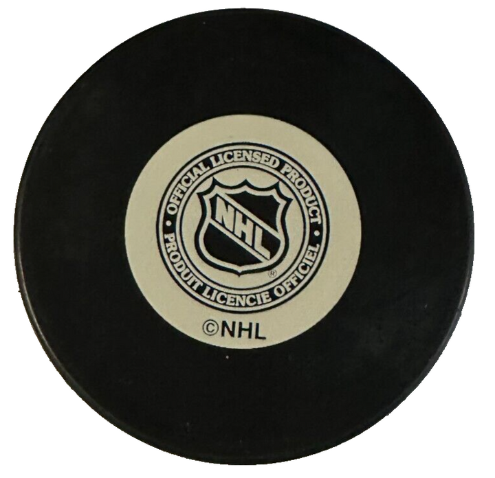 Glen Featherstone Autographed Boston Bruins Hockey Puck NHL