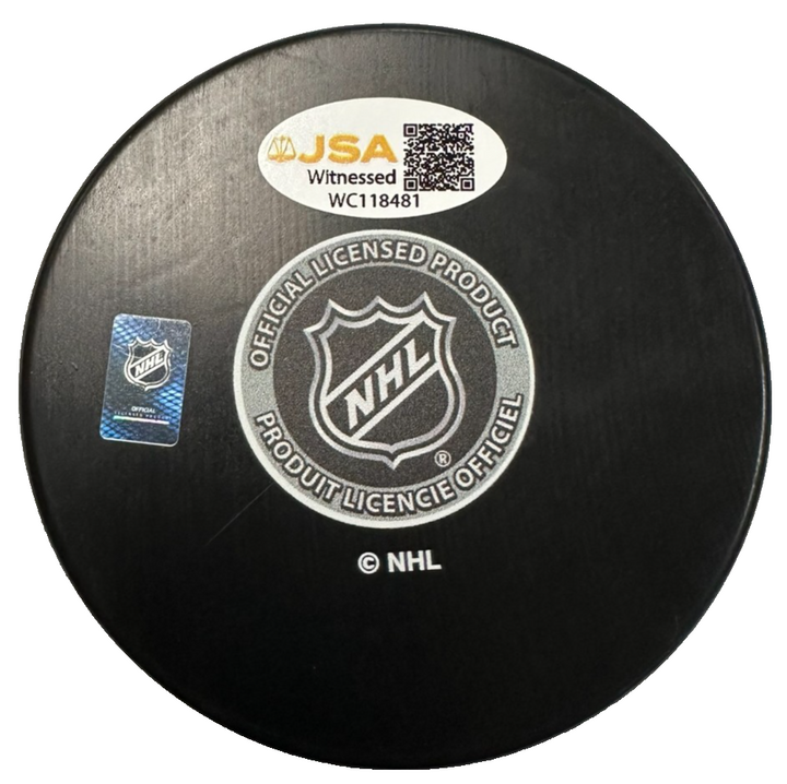 Jeremy Swayman Autographed Boston Bruins 100th Centennial Hockey Puck JSA NHL