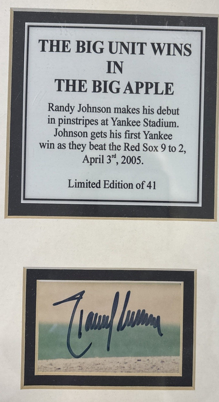 Randy Johnson New York Yankees Photo W/ Autograph Cut Limited Edition Of 41
