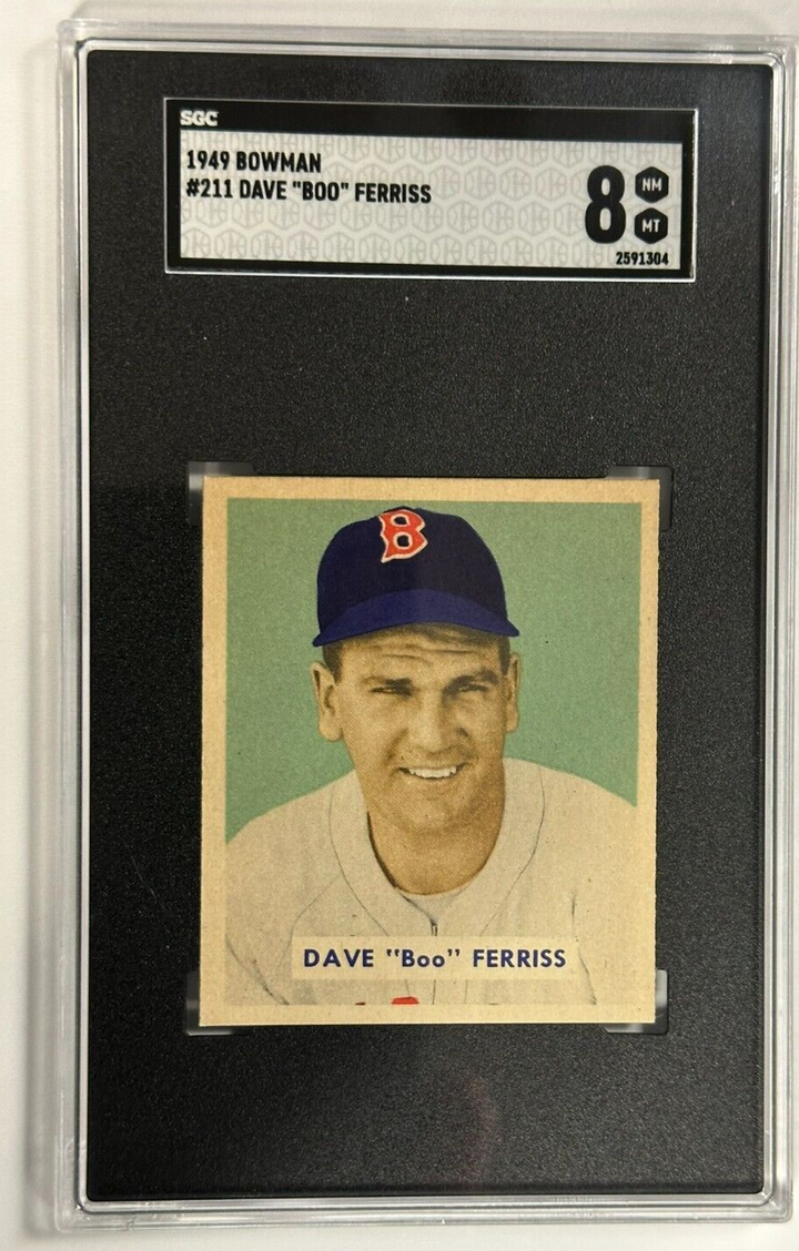 1949 Bowman Dave Boo Ferriss Rookie Card SGC 8 NM-MT #211 Red Sox