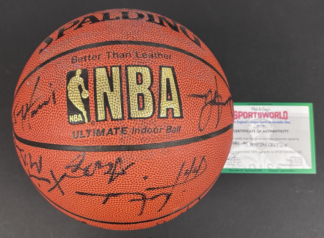 1994-95 Boston Celtics Team Signed Ball Xavier McDaniel +14 Sportsworld COA