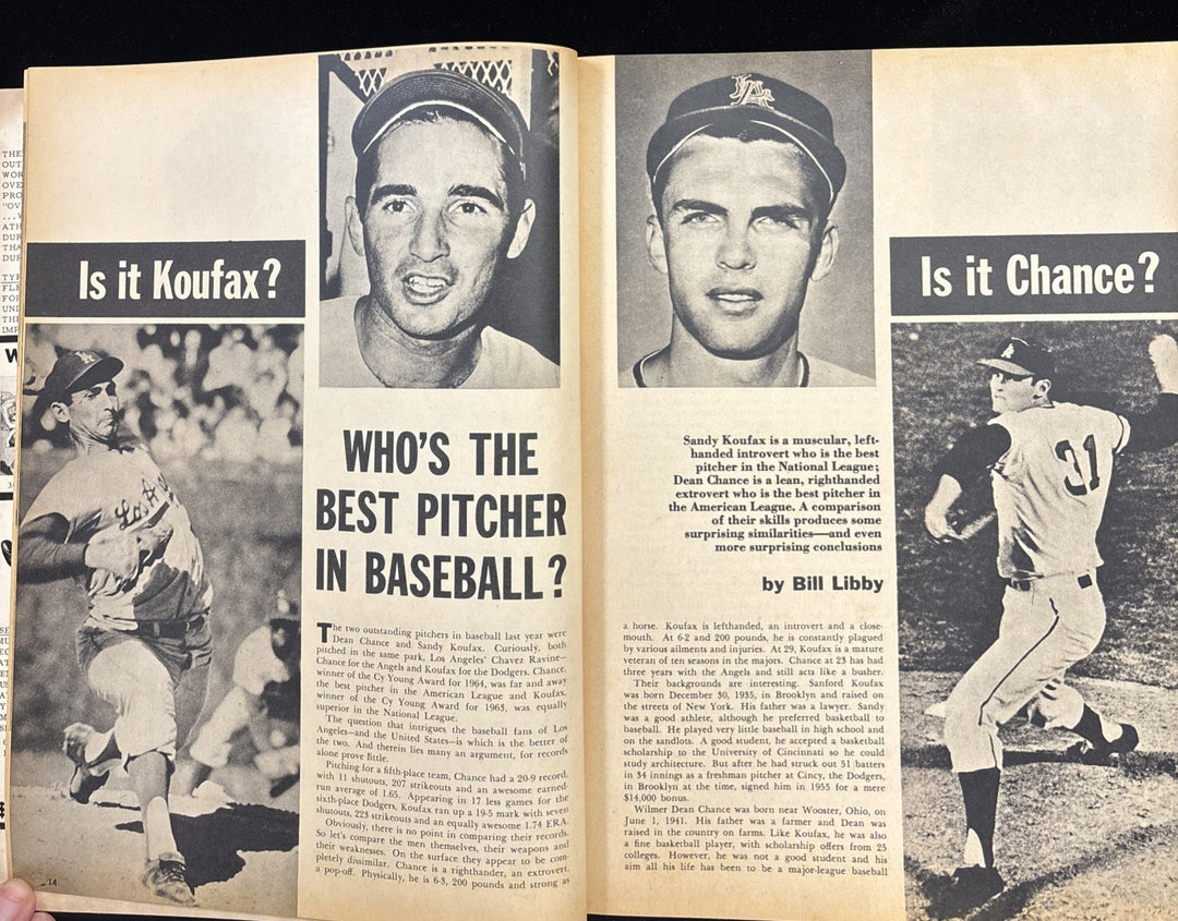 1964 Official Baseball Annual Magazine Dean Chance / Sandy Koufax Cover