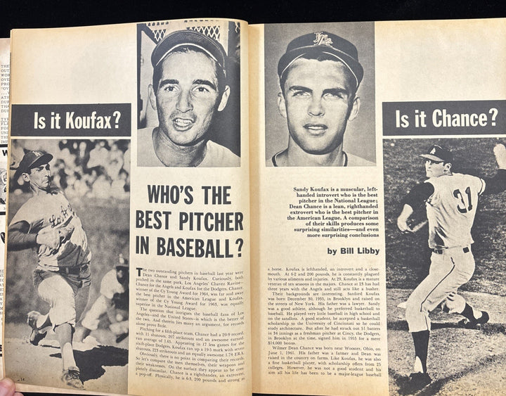 1964 Official Baseball Annual Magazine Dean Chance / Sandy Koufax Cover