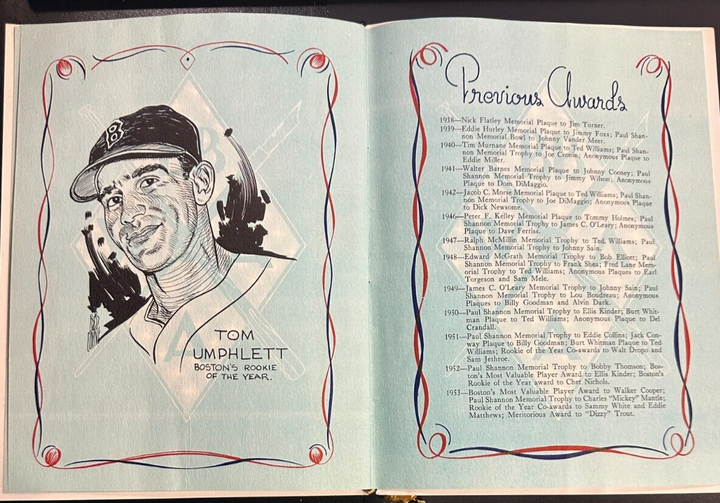 Jan 28 1954 Fifteenth Annual Baseball Writers Association America Dinner Program