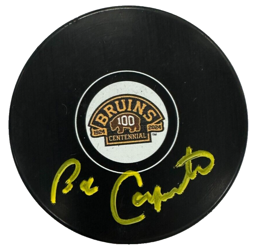 Bobby Carpenter Autographed Boston Bruins 100th Anniversary Hockey Puck NHL