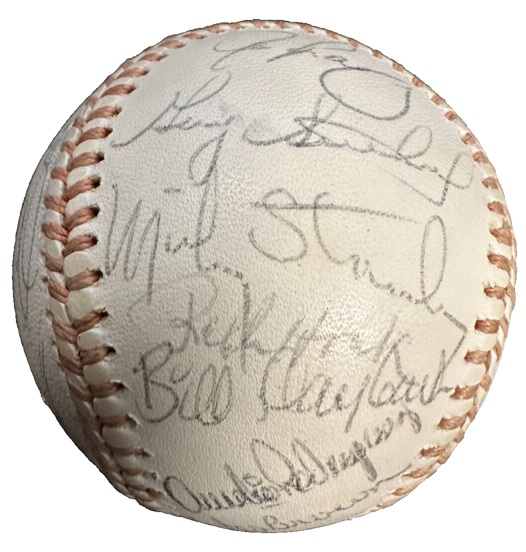 1974 Detroit Tigers Team Autographed Baseball Kaline Brown Lolich