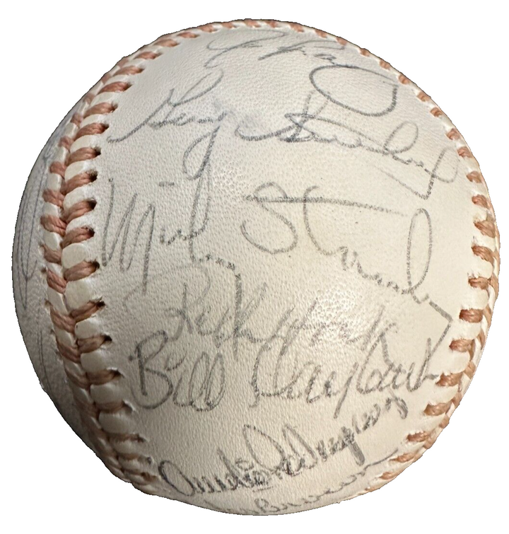1974 Detroit Tigers Team Autographed Baseball Kaline Brown Lolich