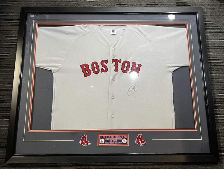 Curt Schilling Signed Custom Framed Red Sox Jersey COA