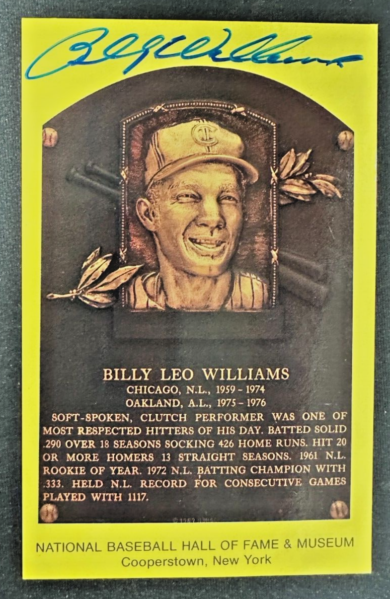 Billy Williams Autographed MLB Hall Of Fame Postcard Cubs BAS