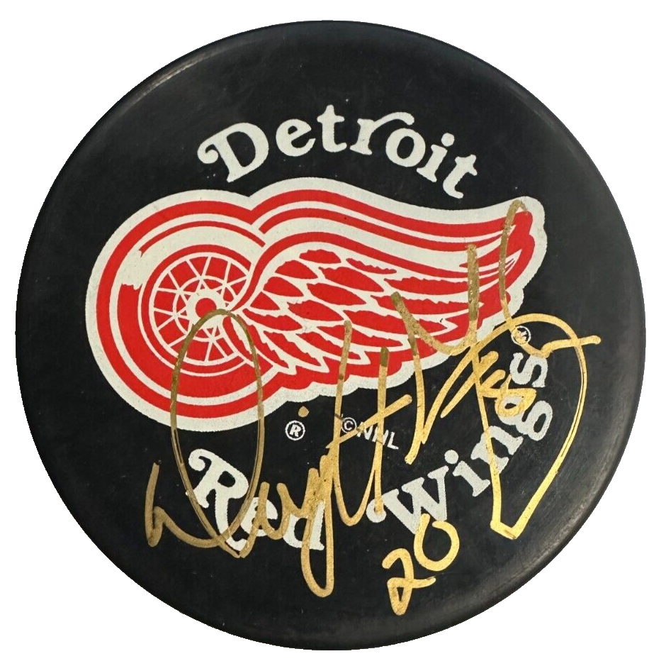 Dwight Foster Autographed Detroit Red Wings Hockey Puck NHL BAS