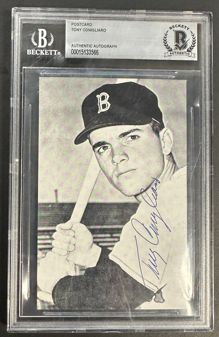 Tony Conigliaro Autographed Signed Postcard Boston Red Sox BAS d. 1990