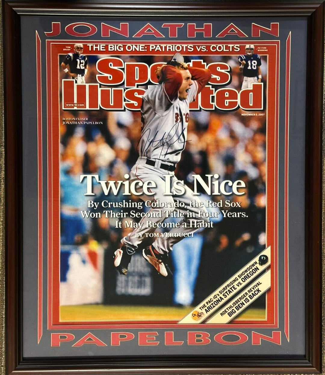 Jonathan Papelbon Signed 11/5/2007 Sports Illustrated 16x20 Cover Photo Red Sox