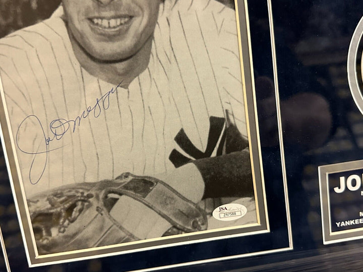 Framed Joe DiMaggio Autographed 7x10 Photo W/ Patch & Nameplate JSA Yankees