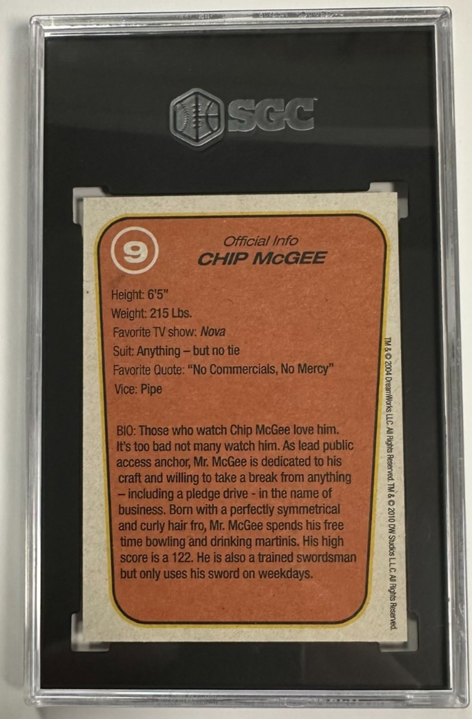 2011 DreamWorks Anchorman: The Legend of Ron Burgundy Chip McGee SGC 10 Gem Mint