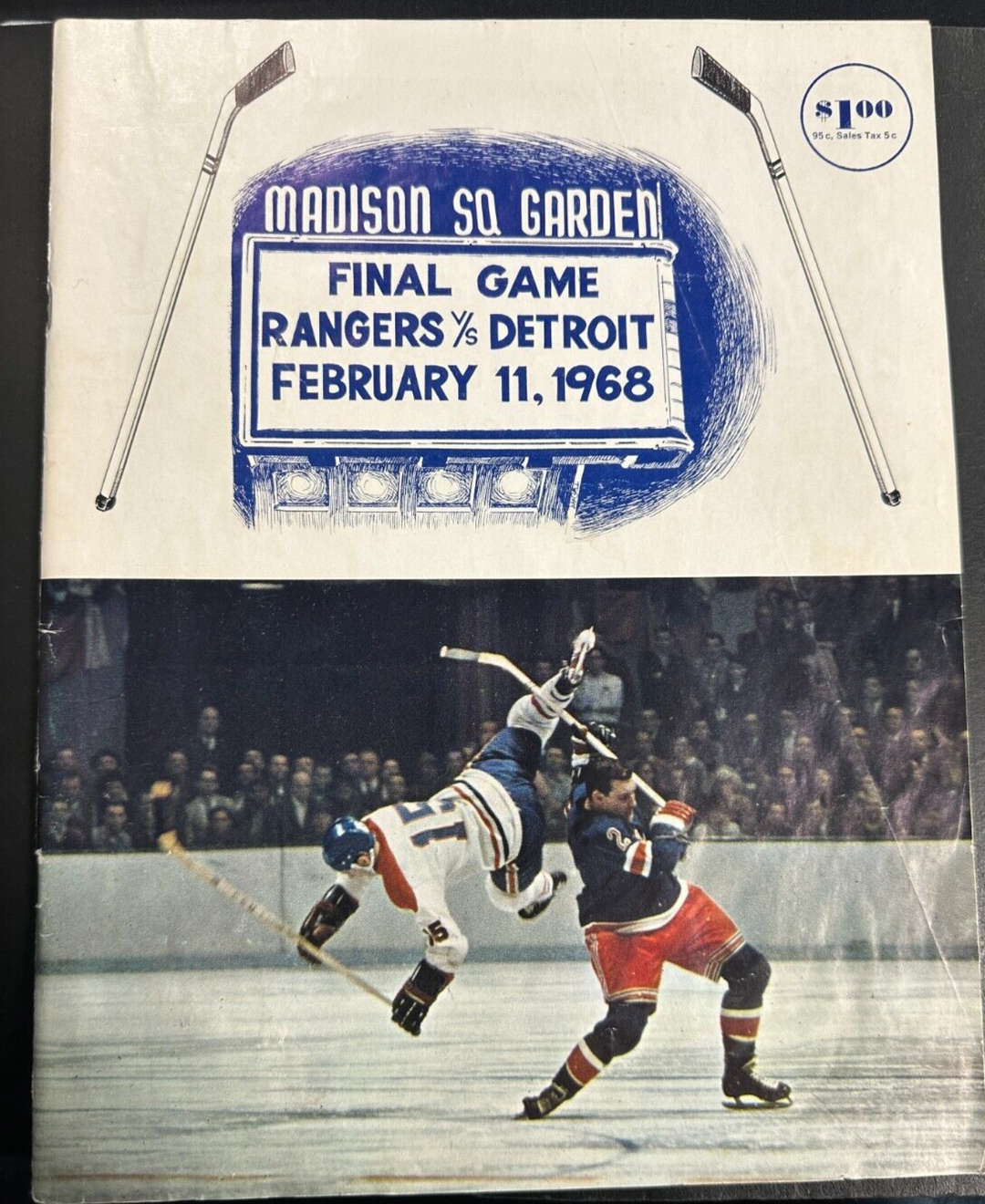 1968 New York Rangers Final Game Old Madison Square Garden Program Vintage