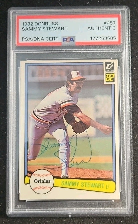 1982 Donruss #457 Sammy Stewart Autographed Card PSA Authentic
