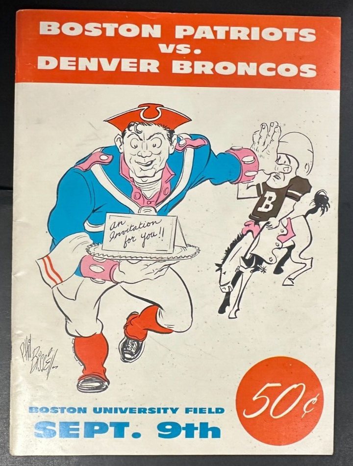 Sept 9, 1960 Boston Patriots Vs Denver Broncos Program 1st AFL Game Ever