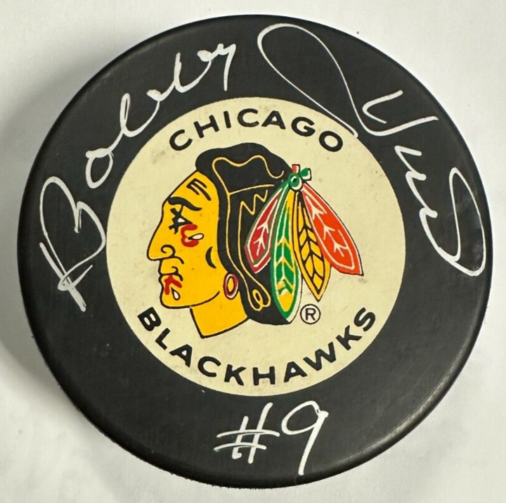 Bobby Hull Autographed Chicago Blackhawks Hockey Puck HOF