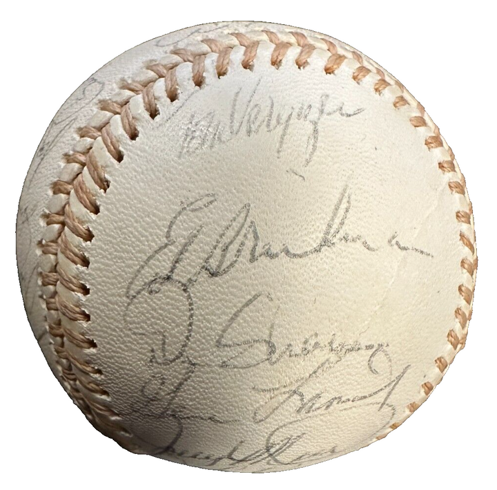 1974 Detroit Tigers Team Autographed Baseball Kaline Brown Lolich