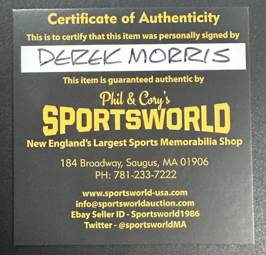 Derek Morris Autographed Boston Bruins Hockey Puck NHL