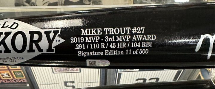 Mike Trout Autographed 2019 AL MVP Award Winner Commemorative Bat /500 MLB Holo