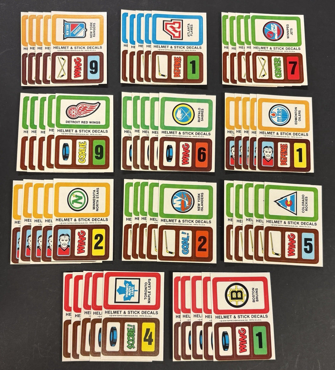 1979-80 Topps NHL Hockey Team Logo Sticker Insert Sets Lot Of 5 NM/MT