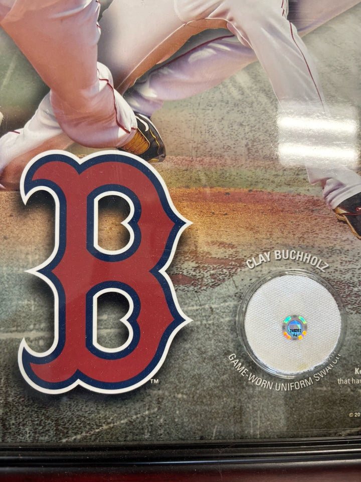 Youkilis Lester Buchholz Pedroia Framed Game Worn Uniform Swatches Steiner