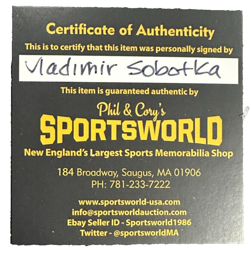 Vladimir Sobotka Autographed Boston Bruins Hockey Puck NHL