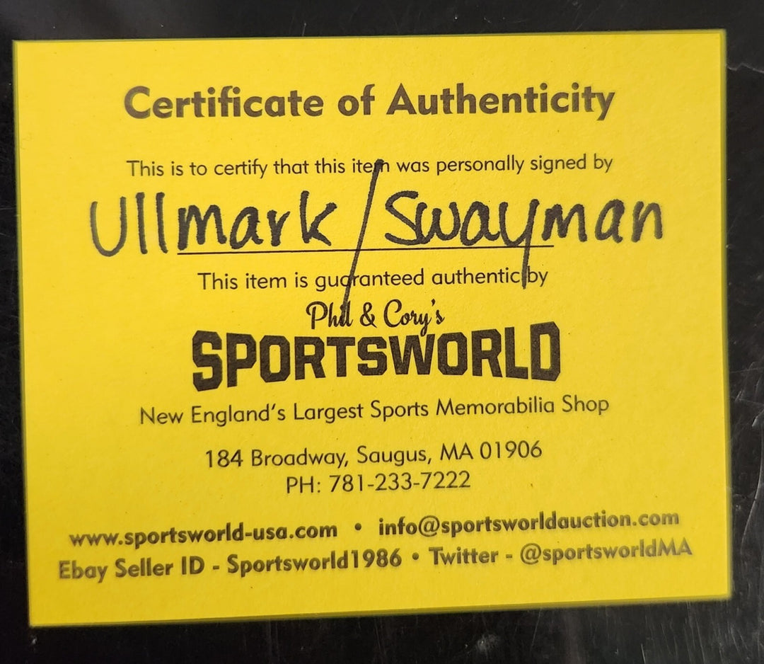 Jeremy Swayman & Linus Ullmark Autographed Boston Bruins Hockey Puck NHL