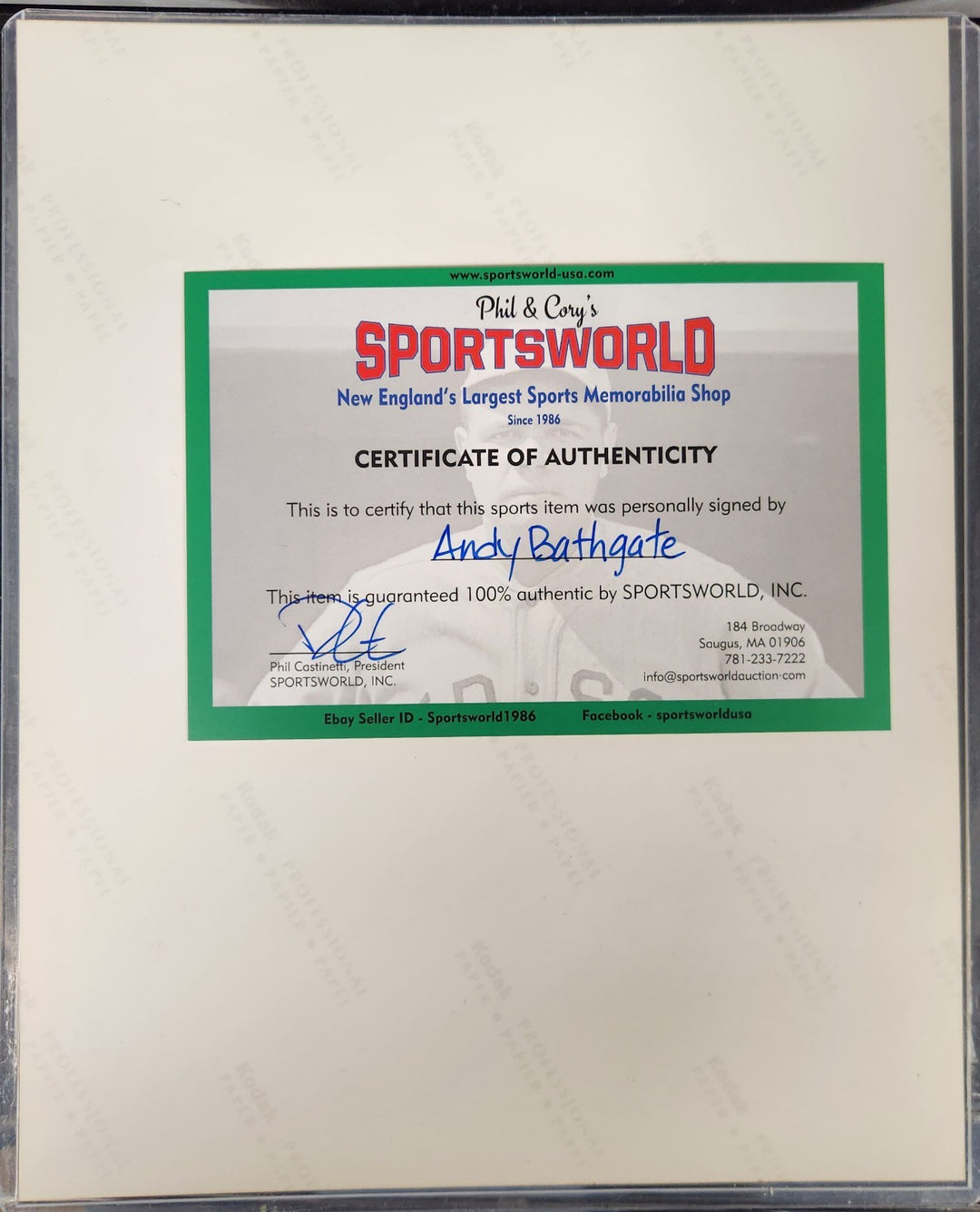 Andy Bathgate Signed 8x10 Photo New York Rangers HOF COA