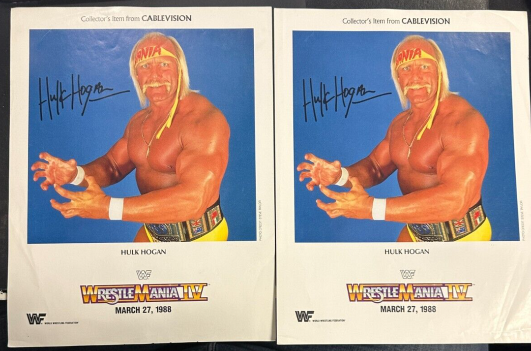 2 WWF WWE Hulk Hogan WrestleMania IV Promo Photo's 8 1/2 x 11