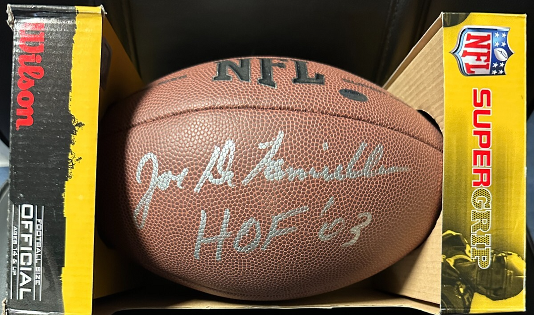 Joe DeLamielleure Autographed Wilson NFL Super Grip Football W/ HOF 63 Bills