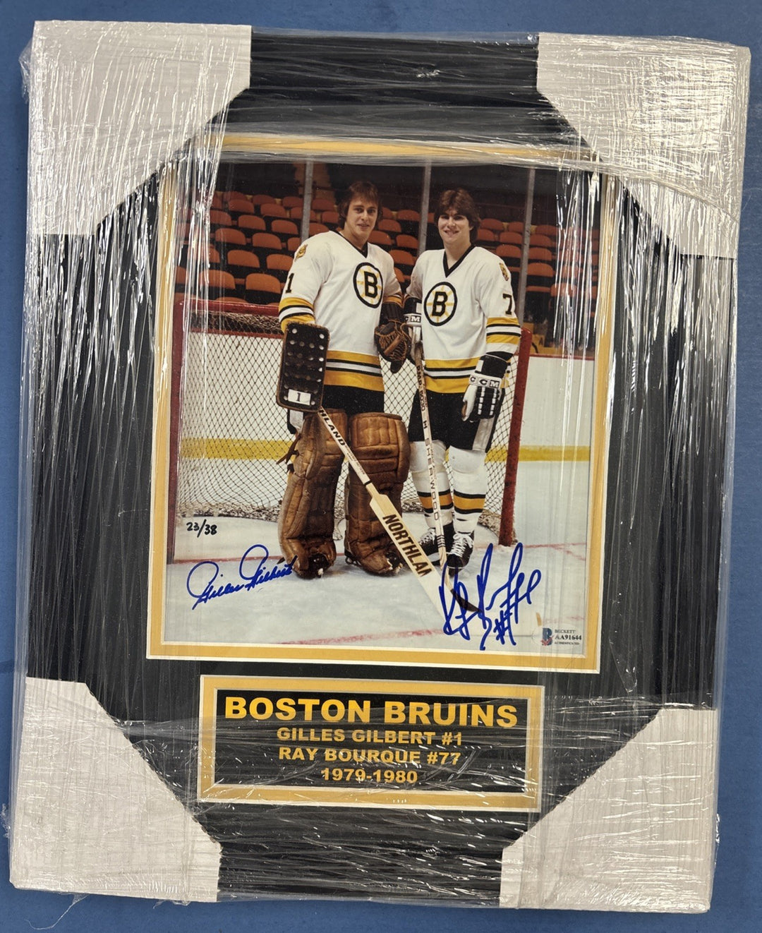 Gilles Gilbert & Ray Bourque Autographed Photo Framed Boston Bruins BAS