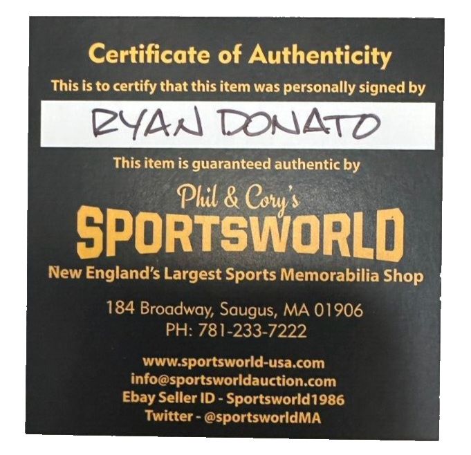 Ryan Donato Autographed Boston Bruins Hockey Puck NHL