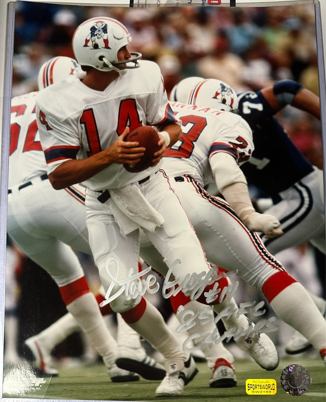 Steve Grogan Autographed 11x14 Photo W/ 85 AFC Champs New England Patriots