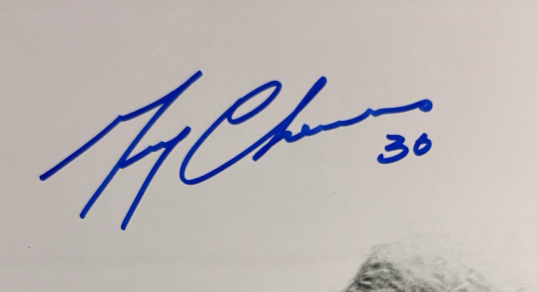 John McKenzie 1st Hat Trick Gerry Cheevers Signed 16x20 Sportsworld COA Bruins