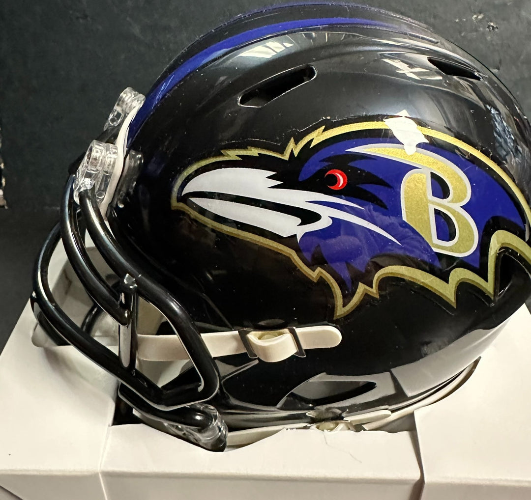 Ray Lewis Autographed Baltimore Ravens Mini Helmet BAS COA