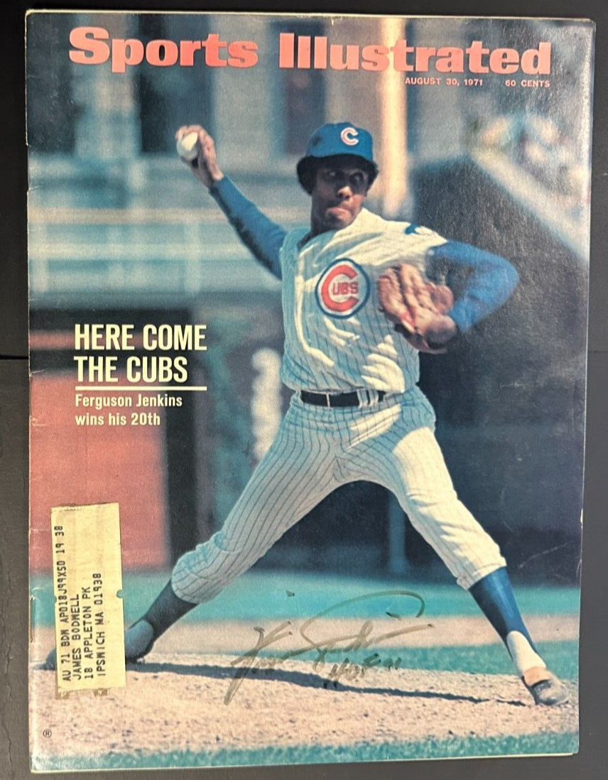Fergie Jenkins Autographed Aug 30 1971 Sports Illustrated Magazine W/ HOF 1981