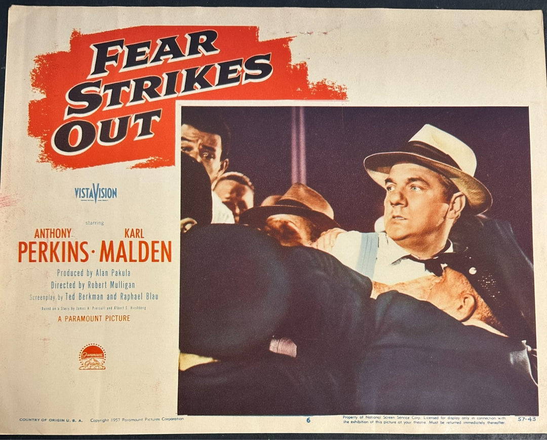 1957 Original Fear Strikes Out Lobby Card Karl Malden Anthony Perkins Piersall