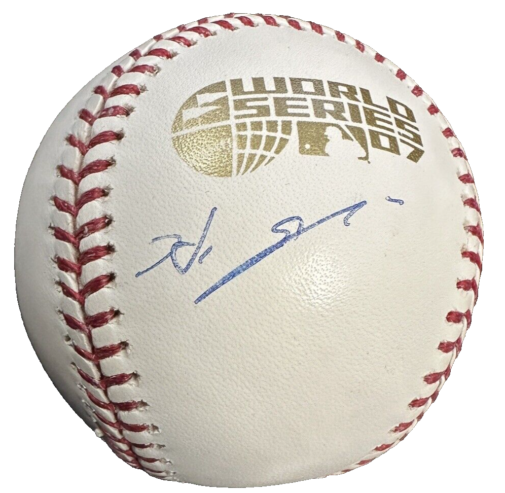 Hideki Okajima Autographed Official 2007 World Series Logo Baseball Red Sox MLB