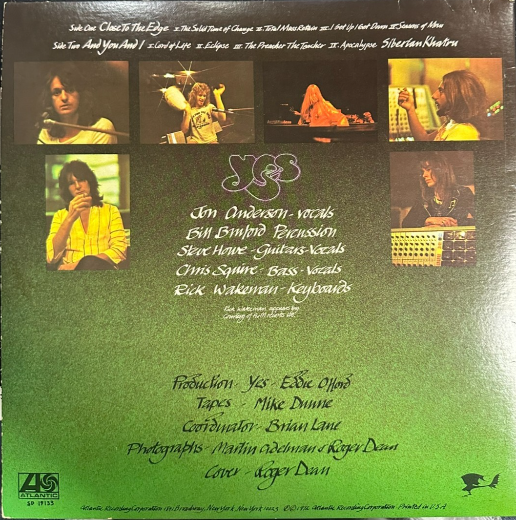 YES Signed Close to the Edge Record Album Jon Anderson White Squire Howe BAS