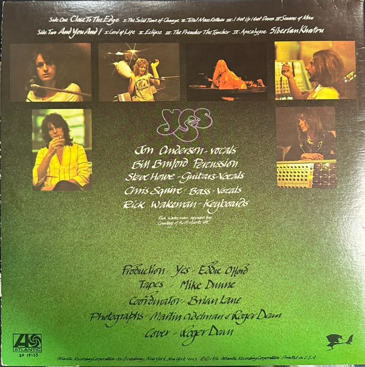 YES Signed Close to the Edge Record Album Jon Anderson White Squire Howe BAS