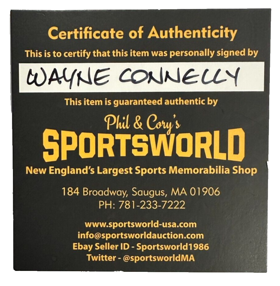Wayne Connelly Autographed Boston Bruins 100th Anniversary Hockey Puck NHL