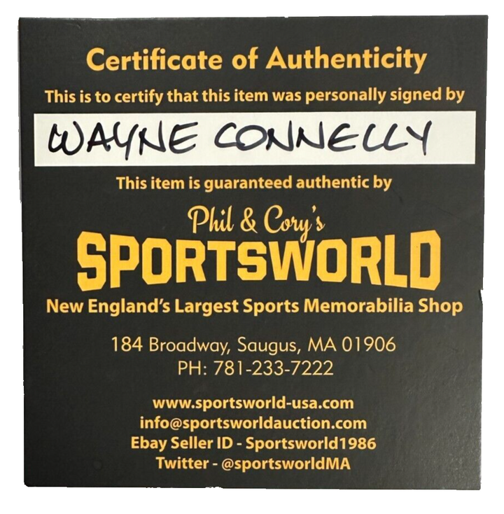 Wayne Connelly Autographed Boston Bruins 100th Anniversary Hockey Puck NHL