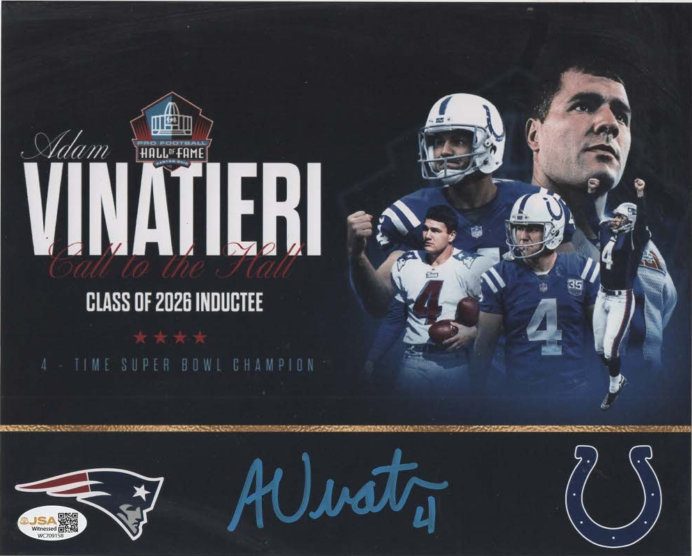 Adam Vinatieri Autographed Pro Football Hall of Famer 16x20 Photo JSA Colts Pats