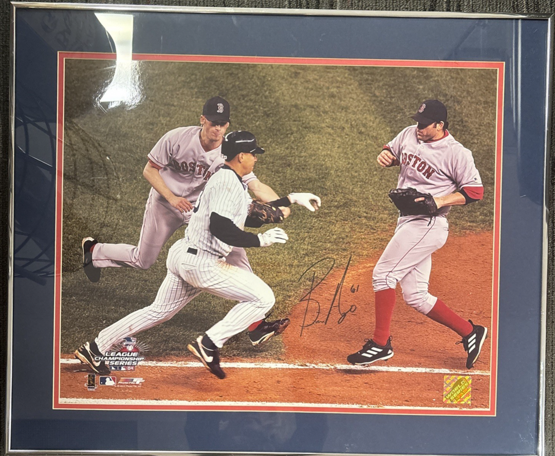 Bronson Arroyo Autographed 2004 ALCS 16x20 Photo Arod Slapping Ball Red Sox NYY