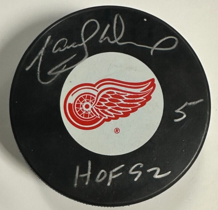 Marcel Dionne Autographed Detroit Red Wings Hockey Puck W/ HOF 92