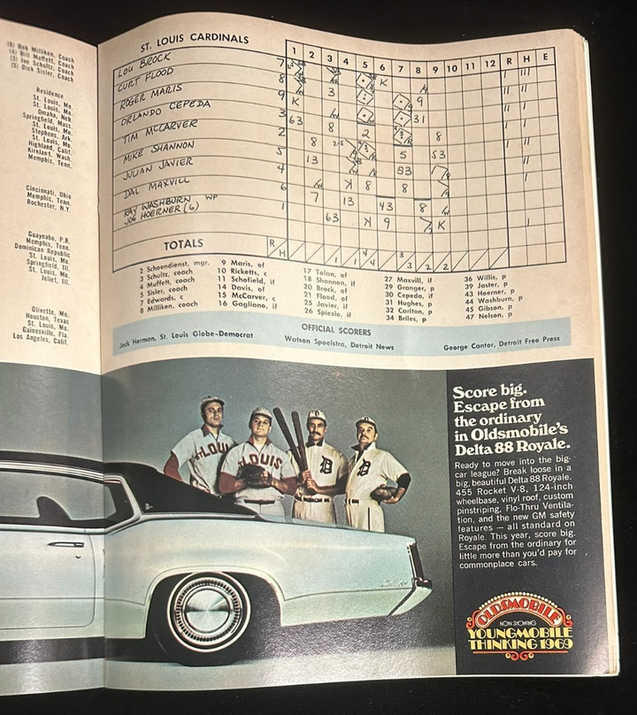1968 World Series Program Detroit Tigers Vs St. Louis Cardinals Game 3 Scored