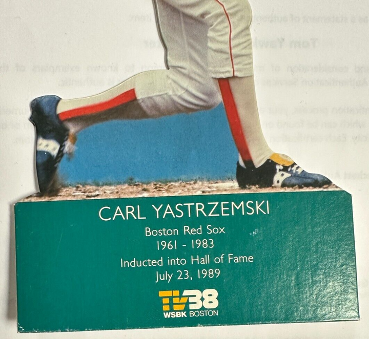 Carl Yastrzemski Autographed TV 38 10" Cardboard Stand-Up HOF BAS